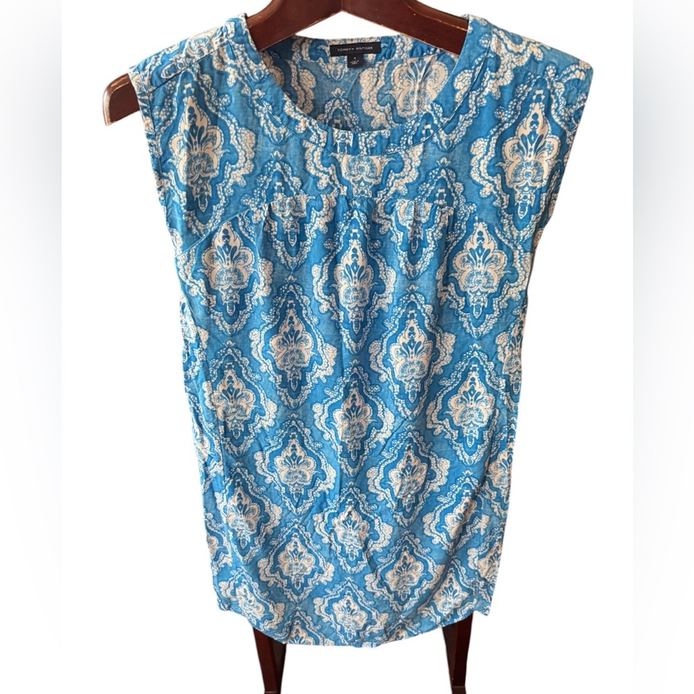 Blue Patterned Tommy Hilfiger Cotton Sleeveless Dress size 4